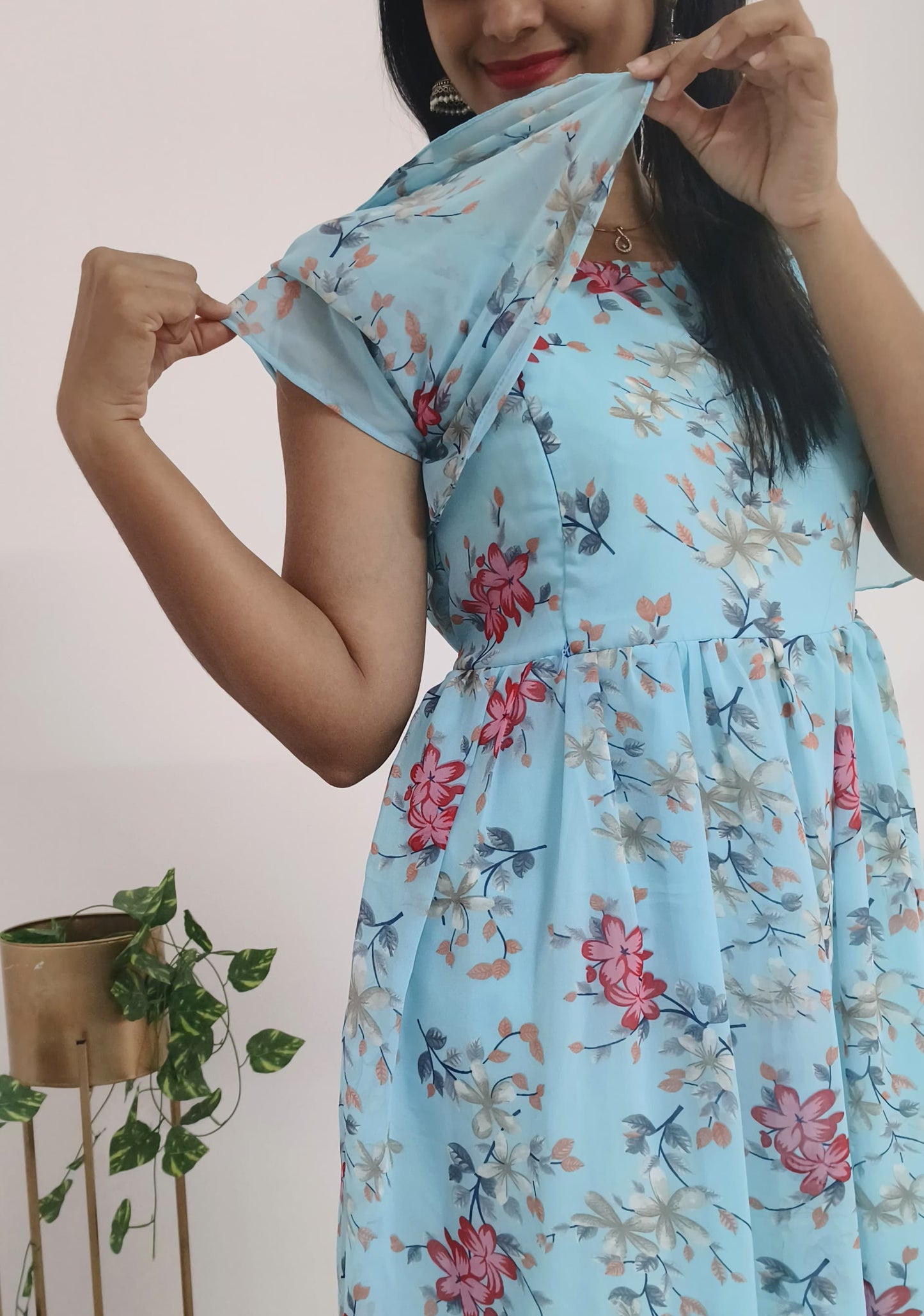 Sky Bloom-Georgette Feeding Maxi