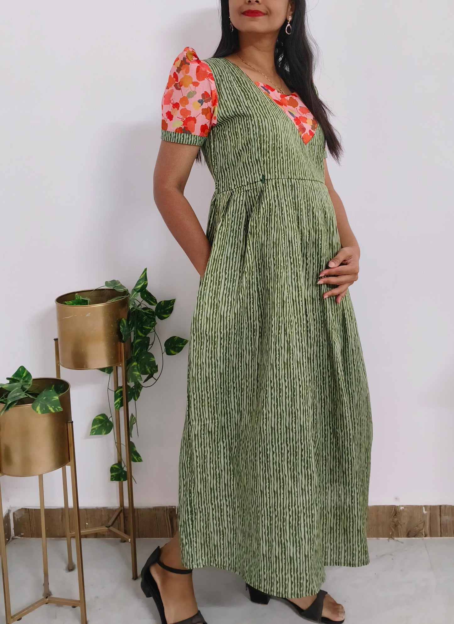 Green Cotton-Feeding Kurti