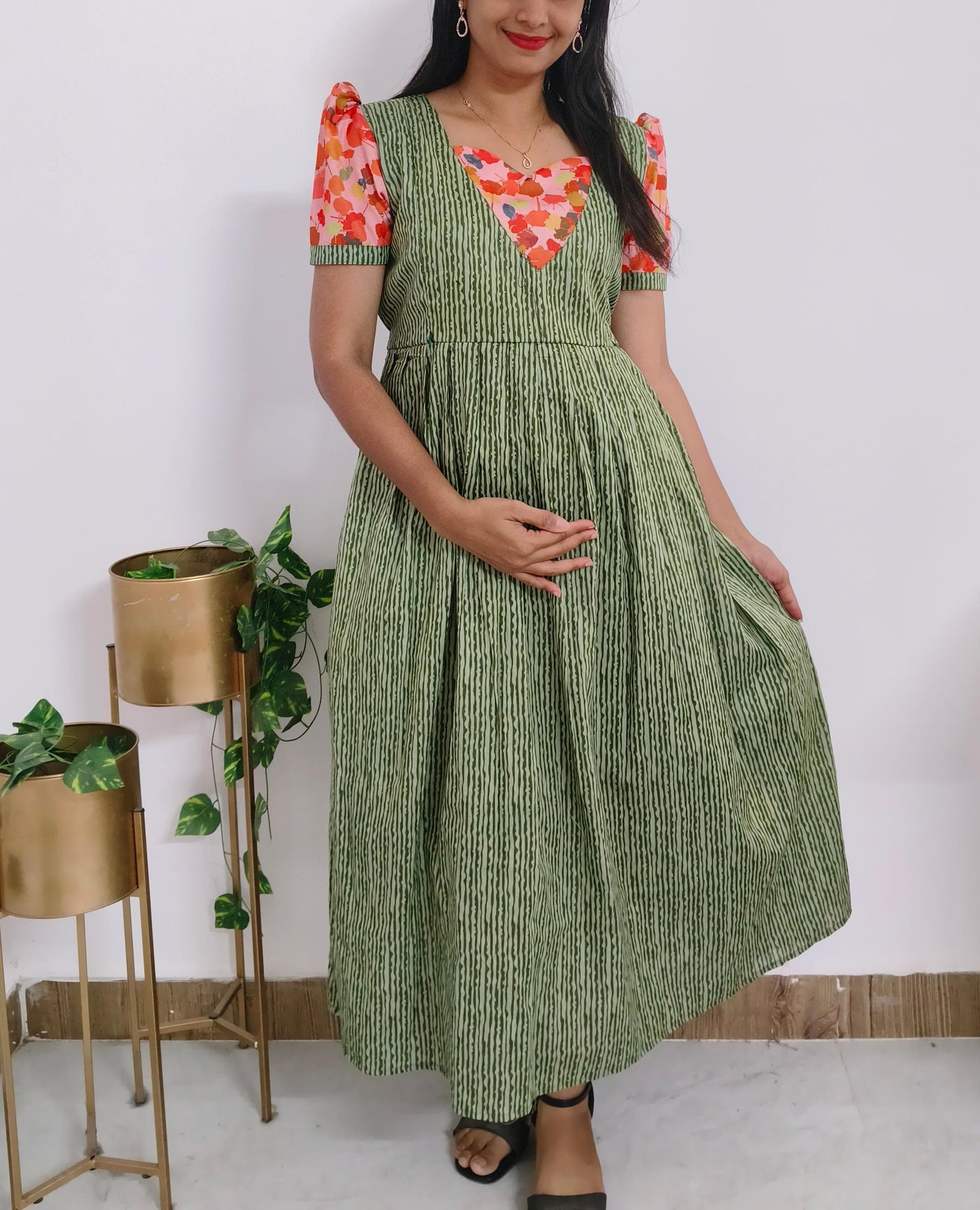 Green Cotton-Feeding Kurti