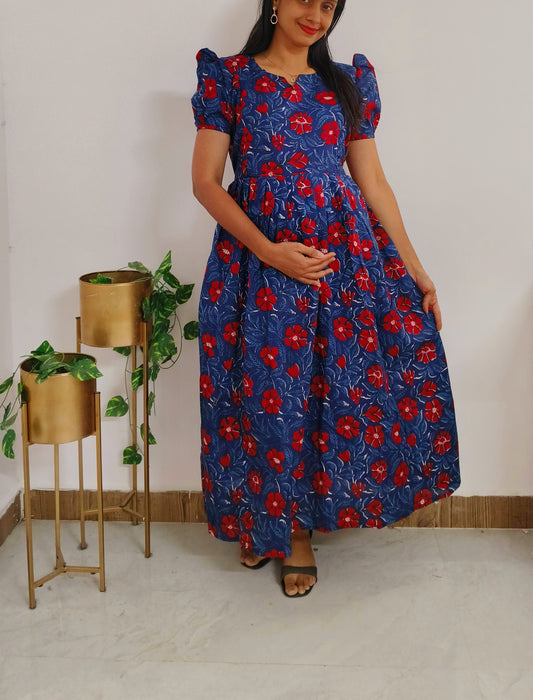 Blue Blossom-Cotton Feeding Kurti