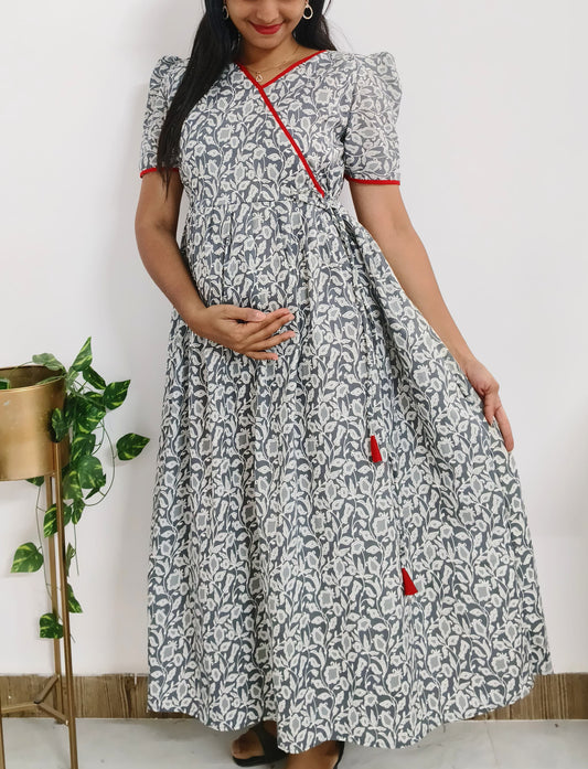 Grey Mist-Cotton Feeding Kurti