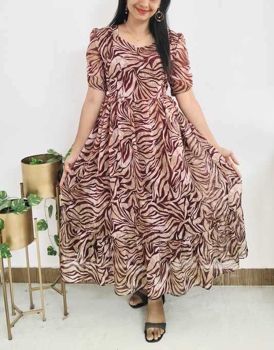 Safari Stripe-Georgette Maternity Maxi