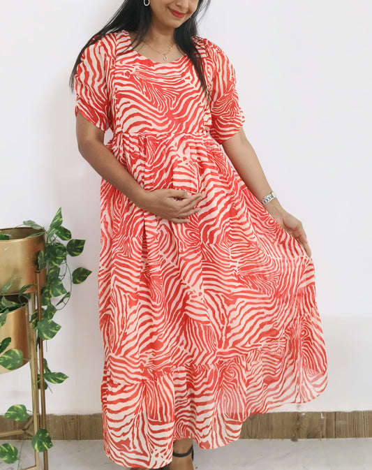 Red Georgette Feeding Maxi