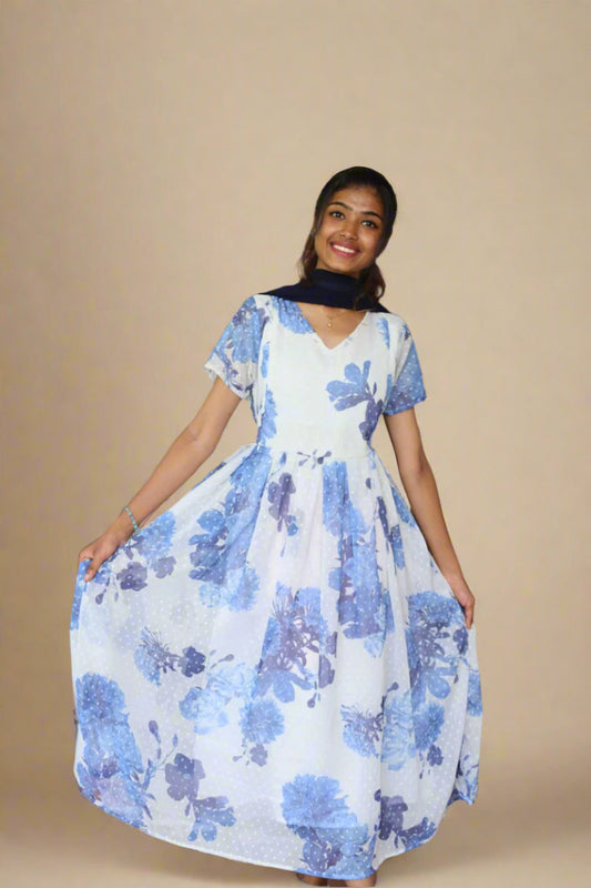 Pearl Petals Feeding Kurti With Shawl
