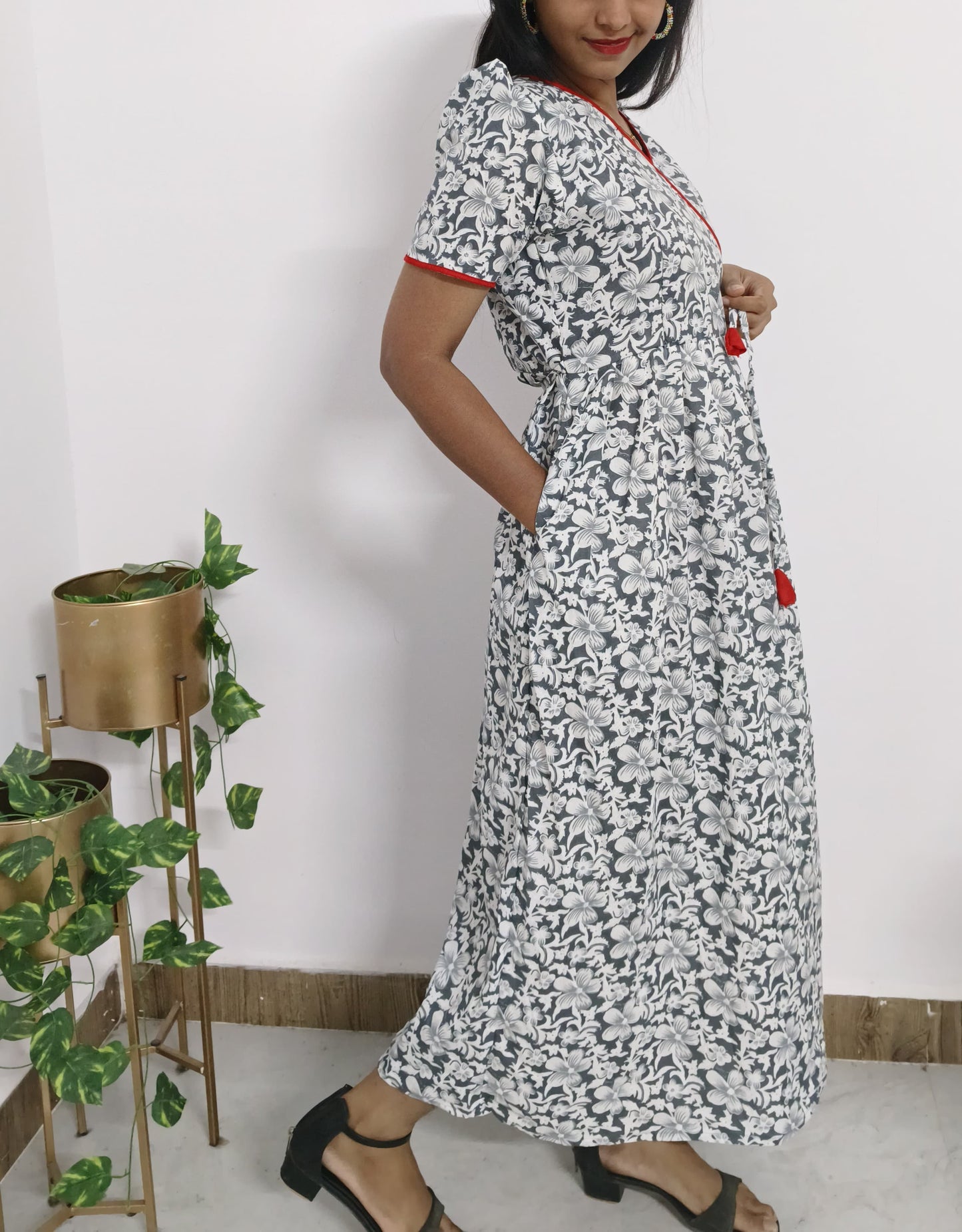 Grey-Cotton Feeding Kurti